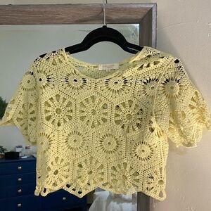 Yellow crochet cropped top
